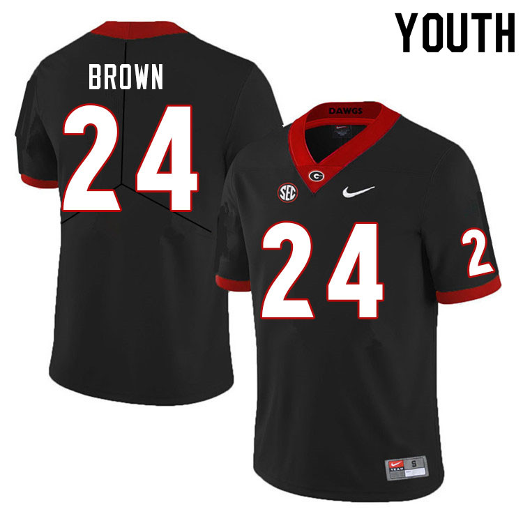 Youth #24 Matthew Brown Georgia Bulldogs College Football Jerseys Sale-Black - Click Image to Close